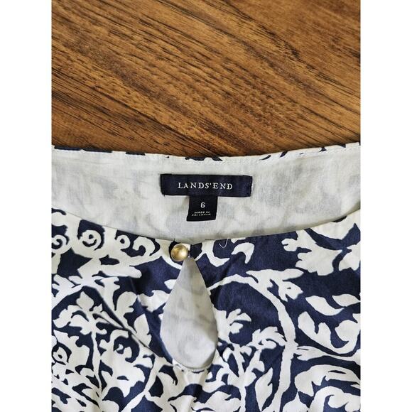 Lands' End Navy Blue Floral Sheath Dress Women's Size 6 Coastal Party - Picture 4 of 11